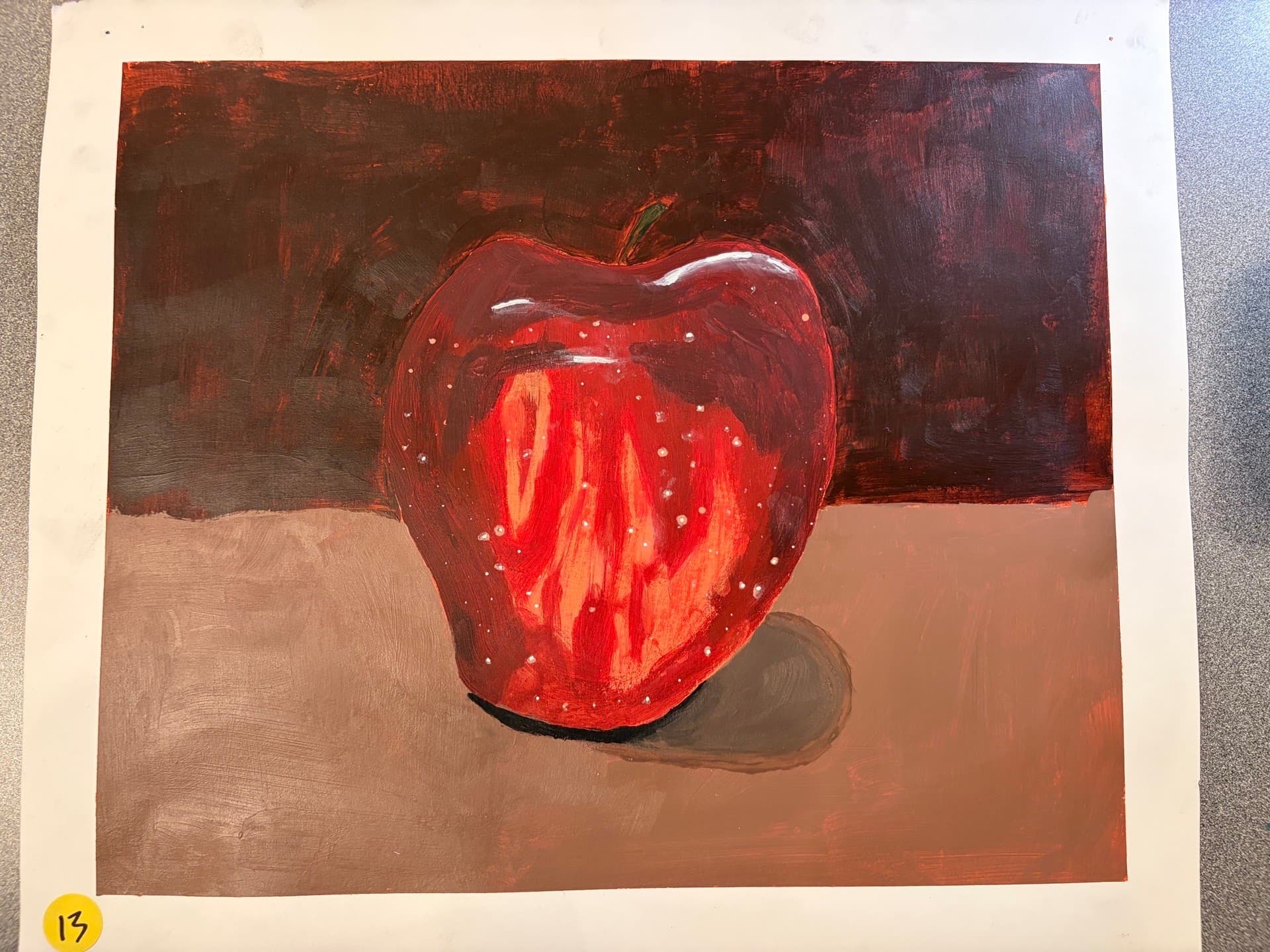 Acrylic painting of a red apple